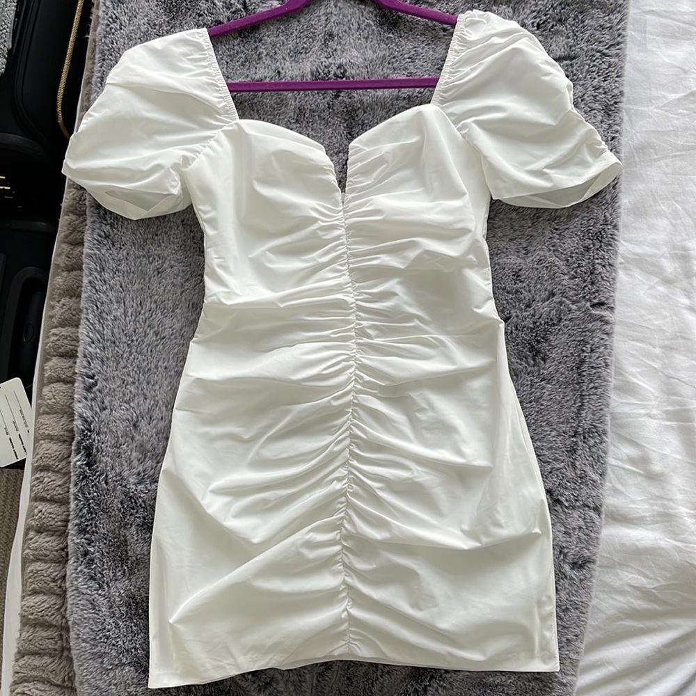 Amanda Uprichard Skylark white puff sleeve mini dress